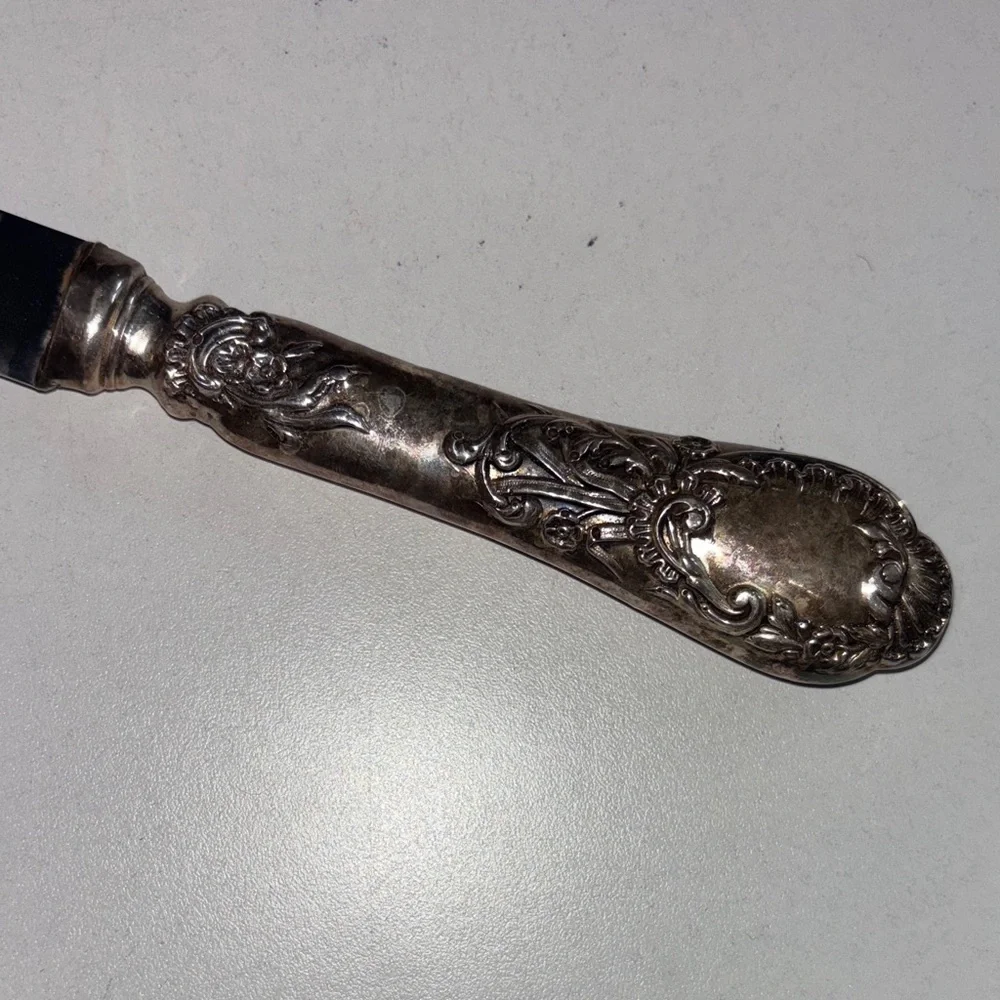 Ornate Silver Stainless Steel Challah Bread Knife